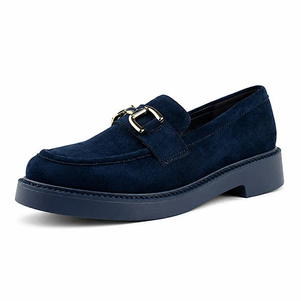 Derbies a platforme pour femme 7516-2 bleu miniature
